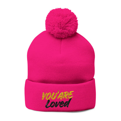 You Are Loved Pom-Pom Knit Beanie