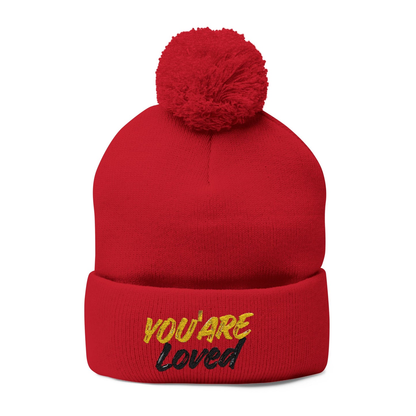 You Are Loved Pom-Pom Knit Beanie